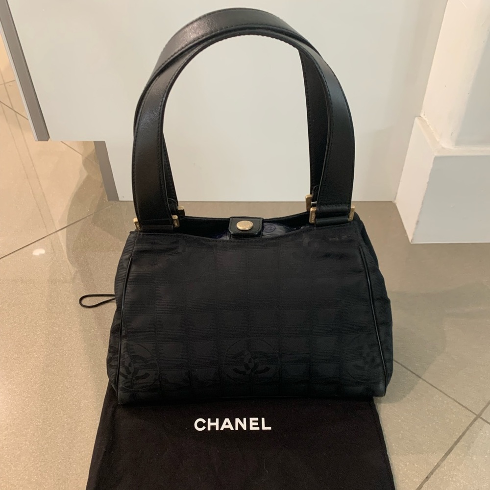 Chanel Black Monogram Canvas Handbag